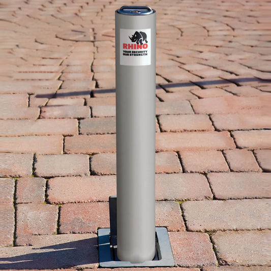 Silver Powder Coated Steel Telescopic Driveway Bollard